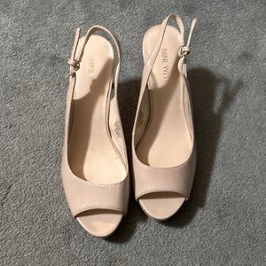 Nude sling back heals.